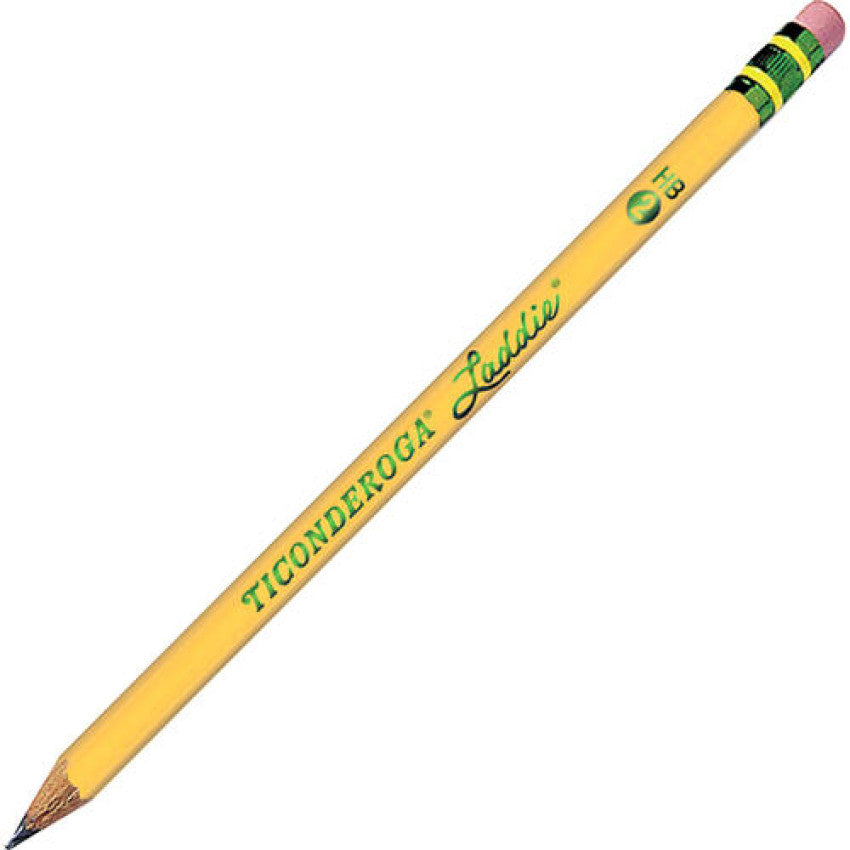 Dixon Ticonderoga Laddie Woodcase Pencil with Microban Protection, HB (#2), Black Lead, Yellow Barrel, Dozen (13304)