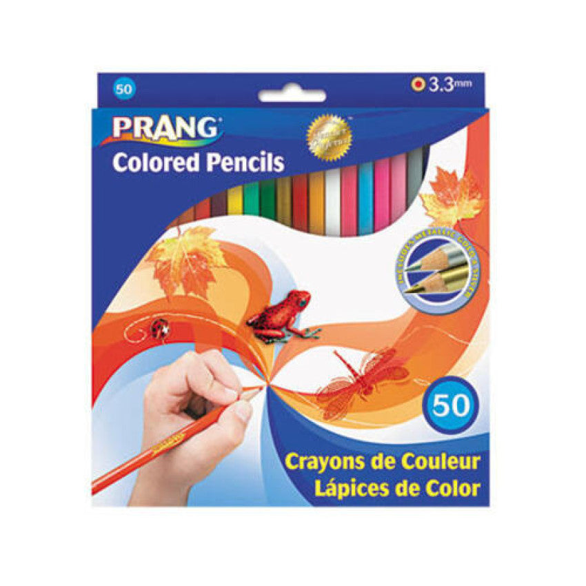 Prang Colored Pencil Sets, 3.3 mm, 2B, Assorted Lead and Barrel Colors, 50/Pack (22480)