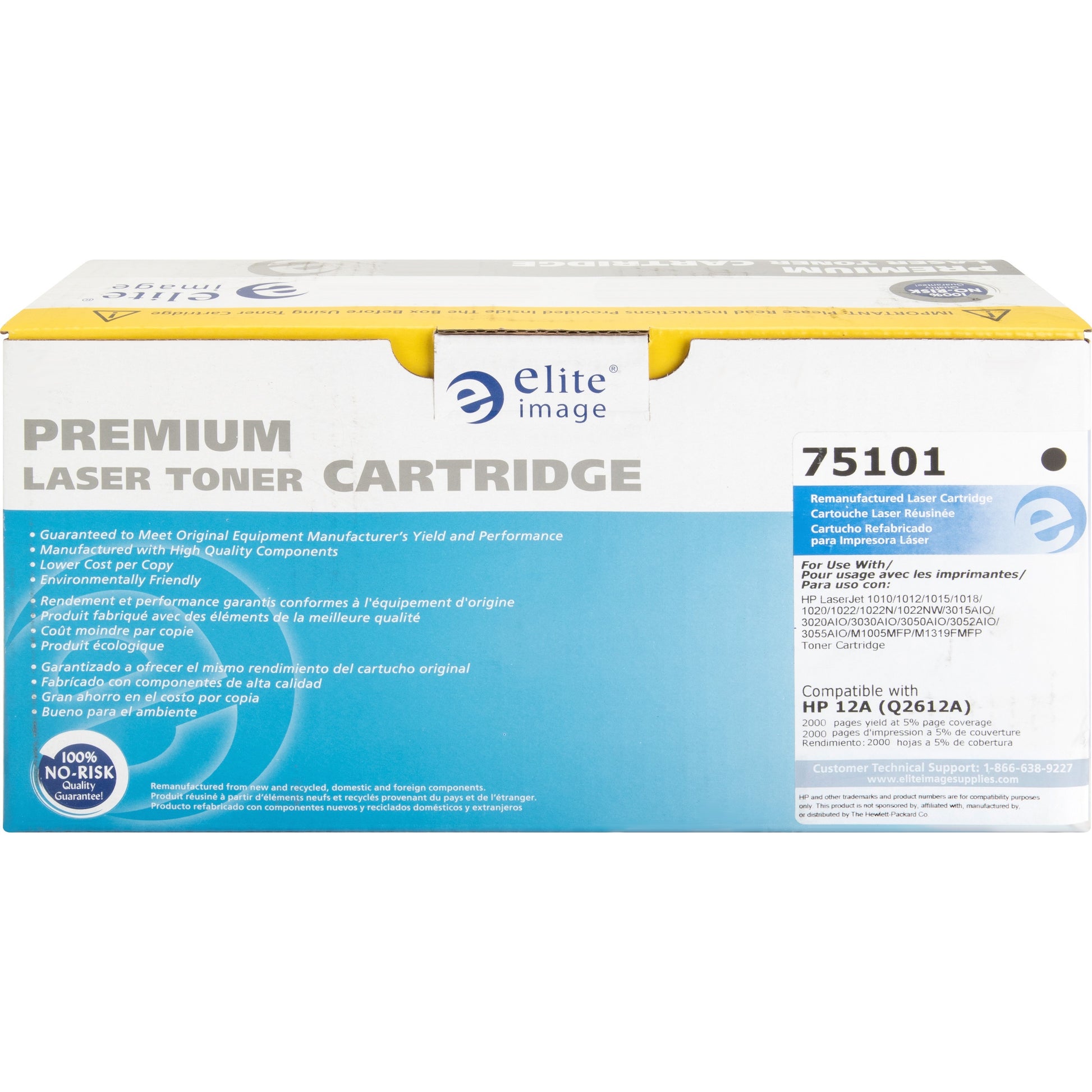 Elite Image Remanufactured Laser Toner Cartridge - Alternative for HP 12A (Q2612A) - Black - 1 Each (75101)