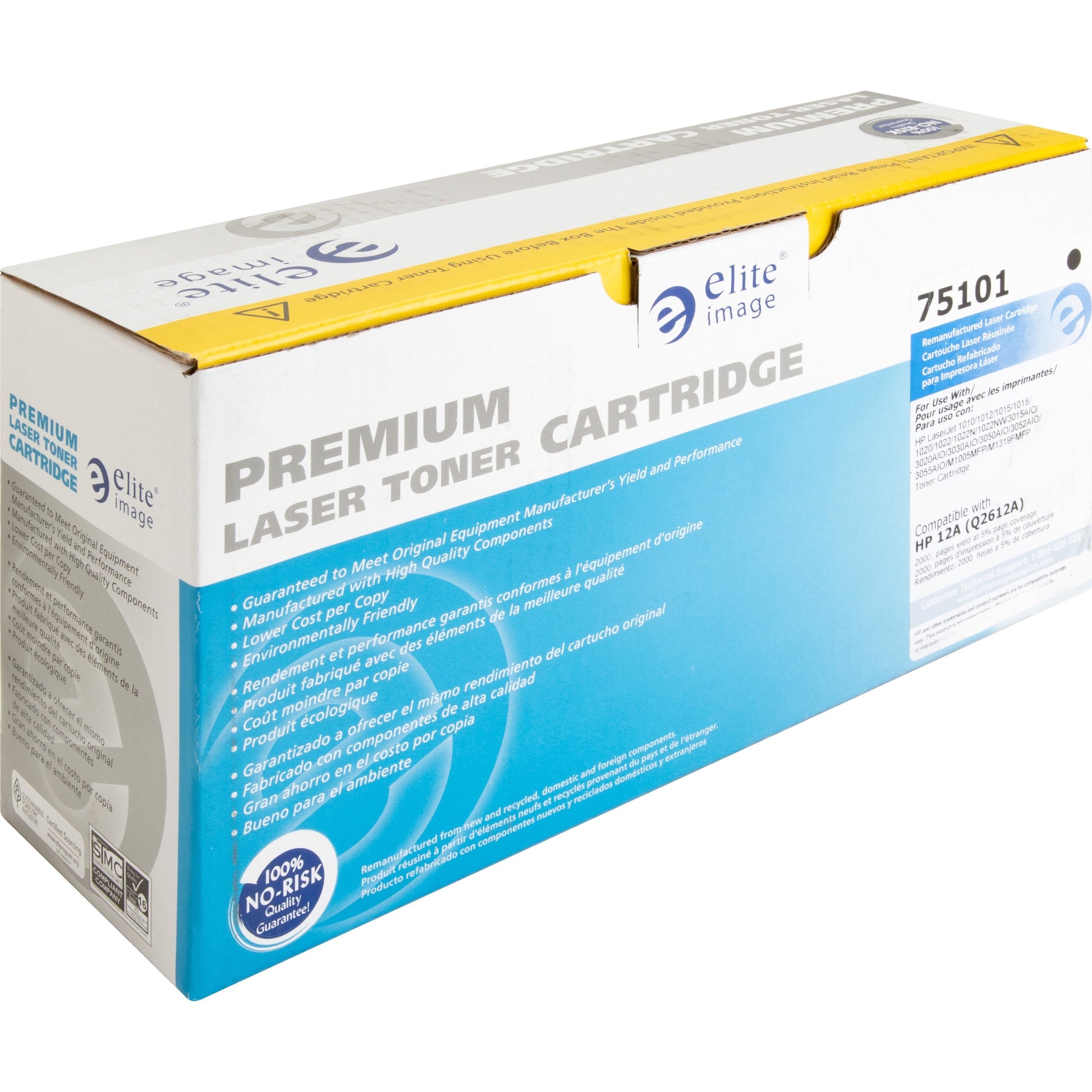 Elite Image Remanufactured Laser Toner Cartridge - Alternative for HP 12A (Q2612A) - Black - 1 Each (75101)