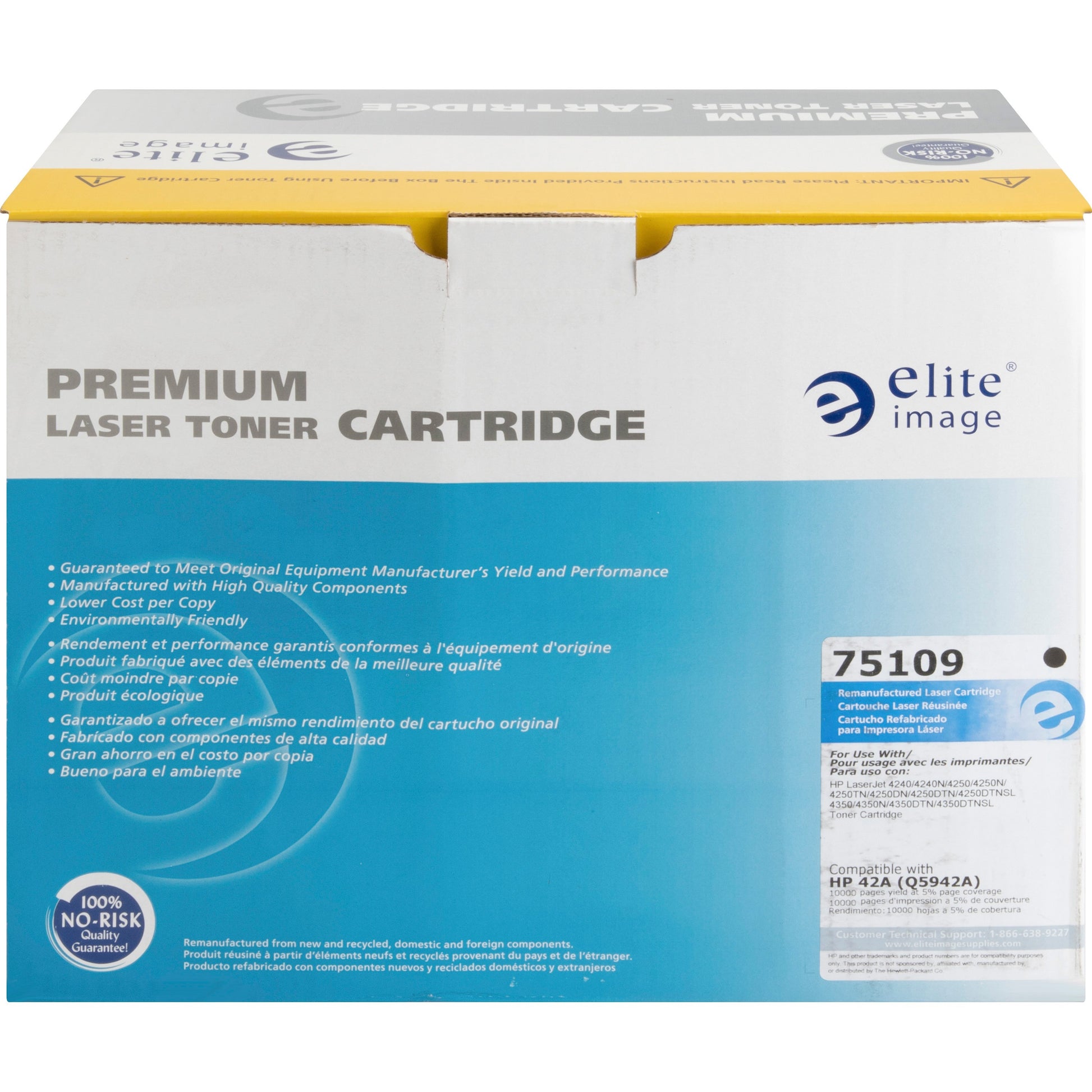 Elite Image Remanufactured Laser Toner Cartridge - Alternative for HP 42A (Q5942A) - Black - 1 Each (75109)