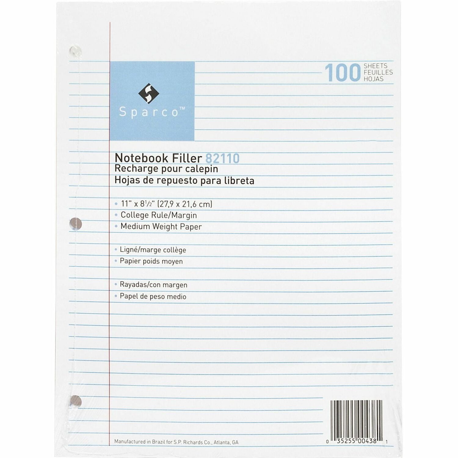 Sparco Notebook Filler Paper - Letter (82110)
