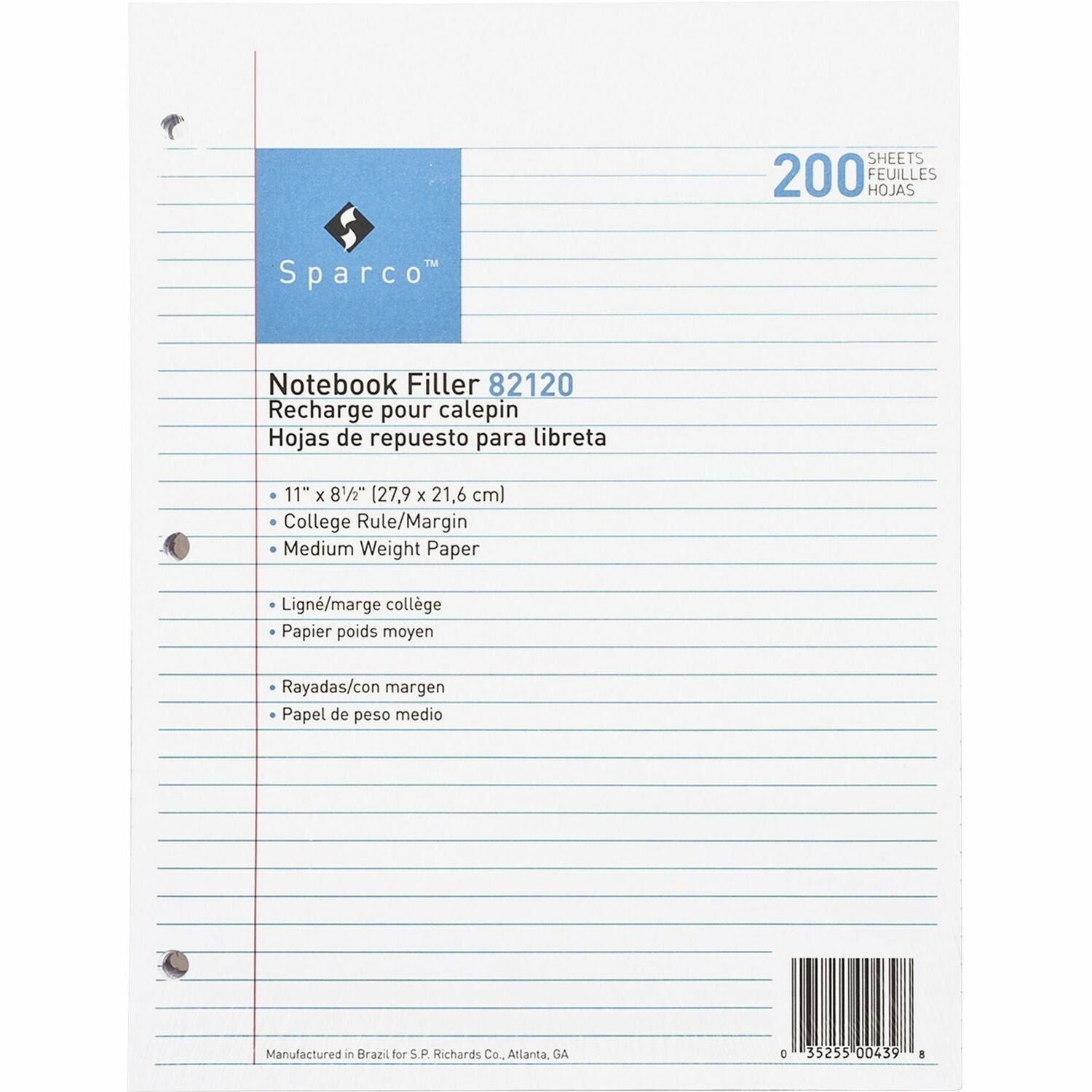 Sparco Notebook Filler Paper - Letter (82120)
