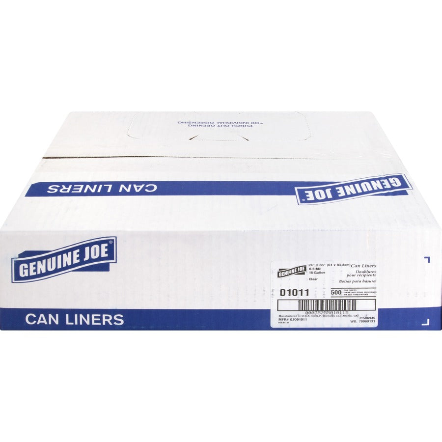 Genuine Joe Clear Trash Can Liners (01011)