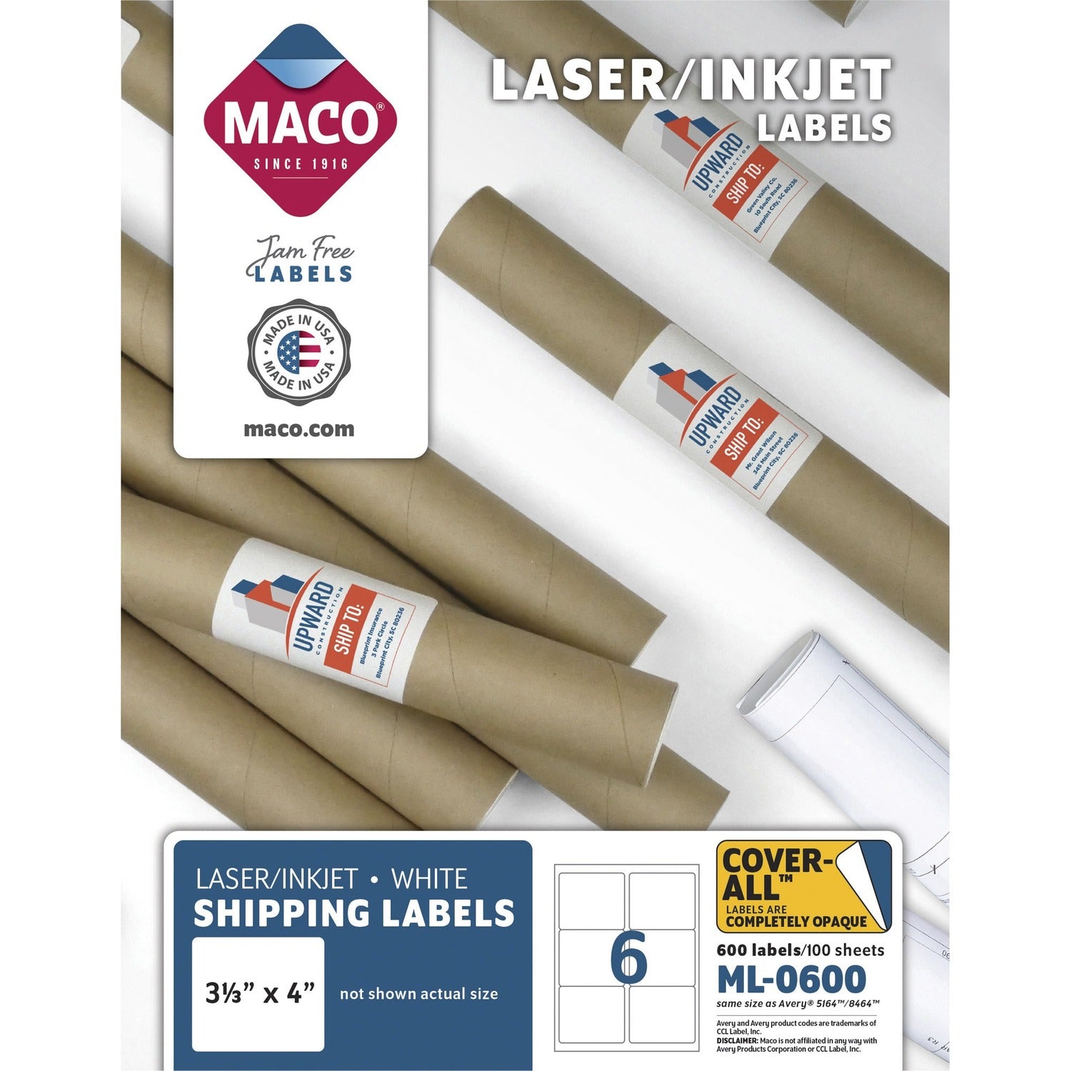 MACO White Laser/Ink Jet Shipping Label (ML0600)