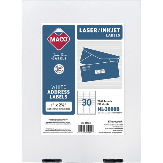 MACO White Laser/Ink Jet Address Label (ML3000B)