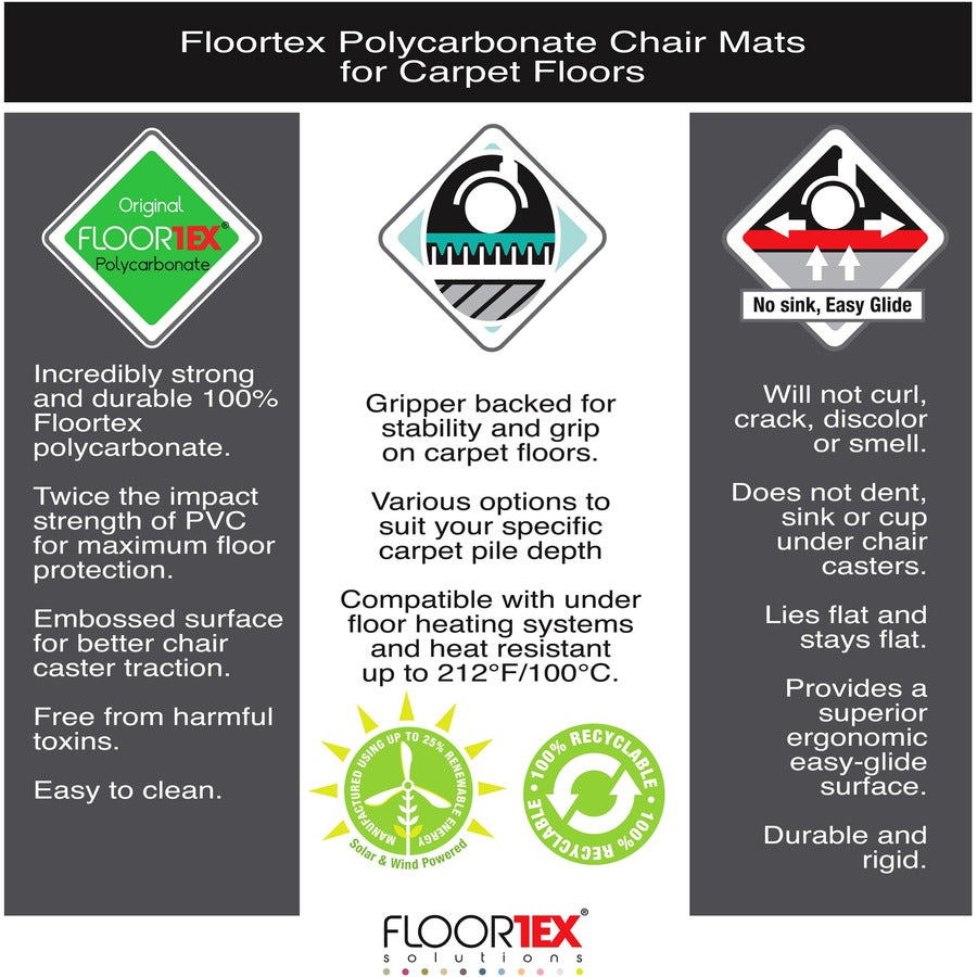  Polycarbonate Rectangular Chair Mat for Carpets up to 1/2" - 35" x 47" (118923ER)