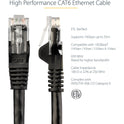 StarTech 10ft Cat6 Ethernet Cable Black 100w Poe (N6PATCH10BK)