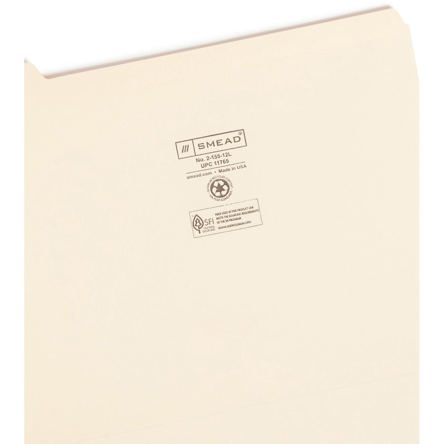 Smead 1/5 Tab Cut Letter Recycled Top Tab File Folder (11765)