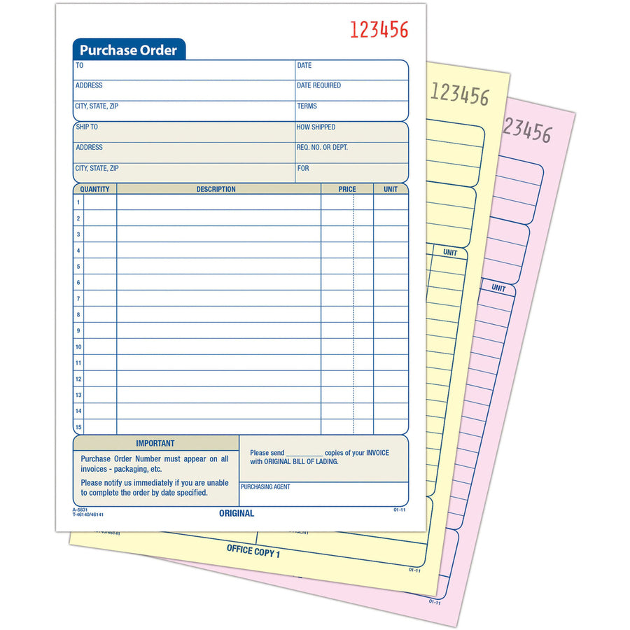 Adams 3-Part Carbonless Purchase Order Forms (TC5831)