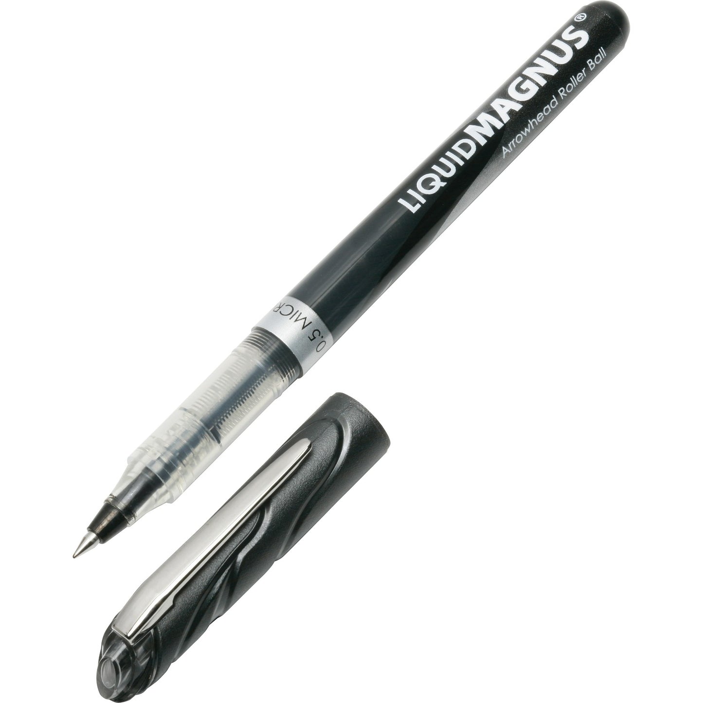 AbilityOne 7520014612660, SKILCRAFT Liquid Magnus Hybrid Gel Pen, Stick, Extra-Fine 0.5 mm, Black Ink, Clear/Black Barrel, Dozen