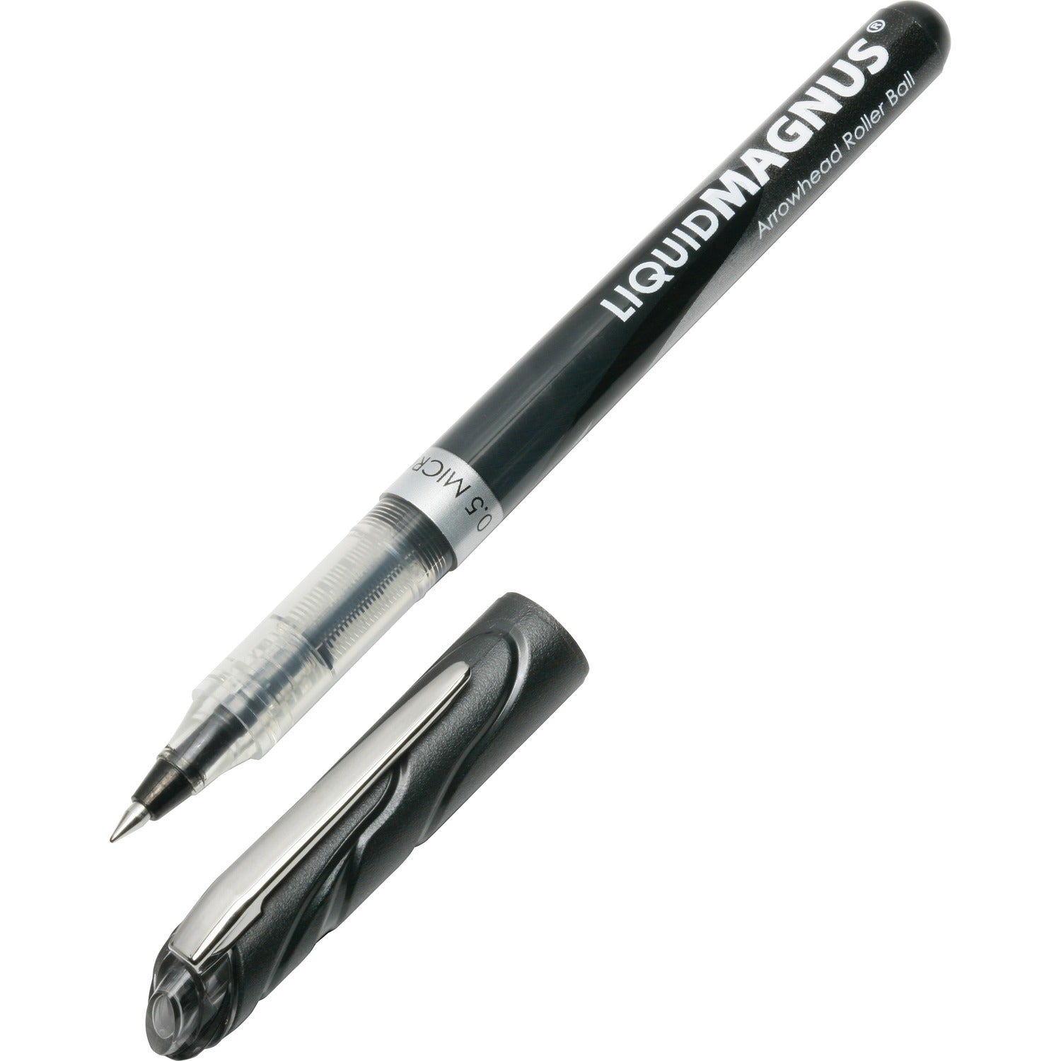 AbilityOne 7520014612660, SKILCRAFT Liquid Magnus Hybrid Gel Pen, Stick, Extra-Fine 0.5 mm, Black Ink, Clear/Black Barrel, Dozen