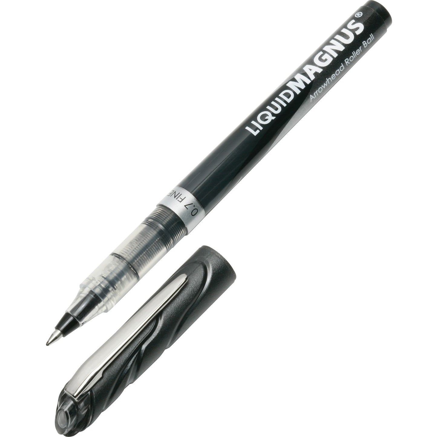 AbilityOne 7520014612664, SKILCRAFT Liquid Magnus Hybrid Gel Pen, Stick, Fine 0.7 mm, Black Ink, Clear/Black Barrel, Dozen