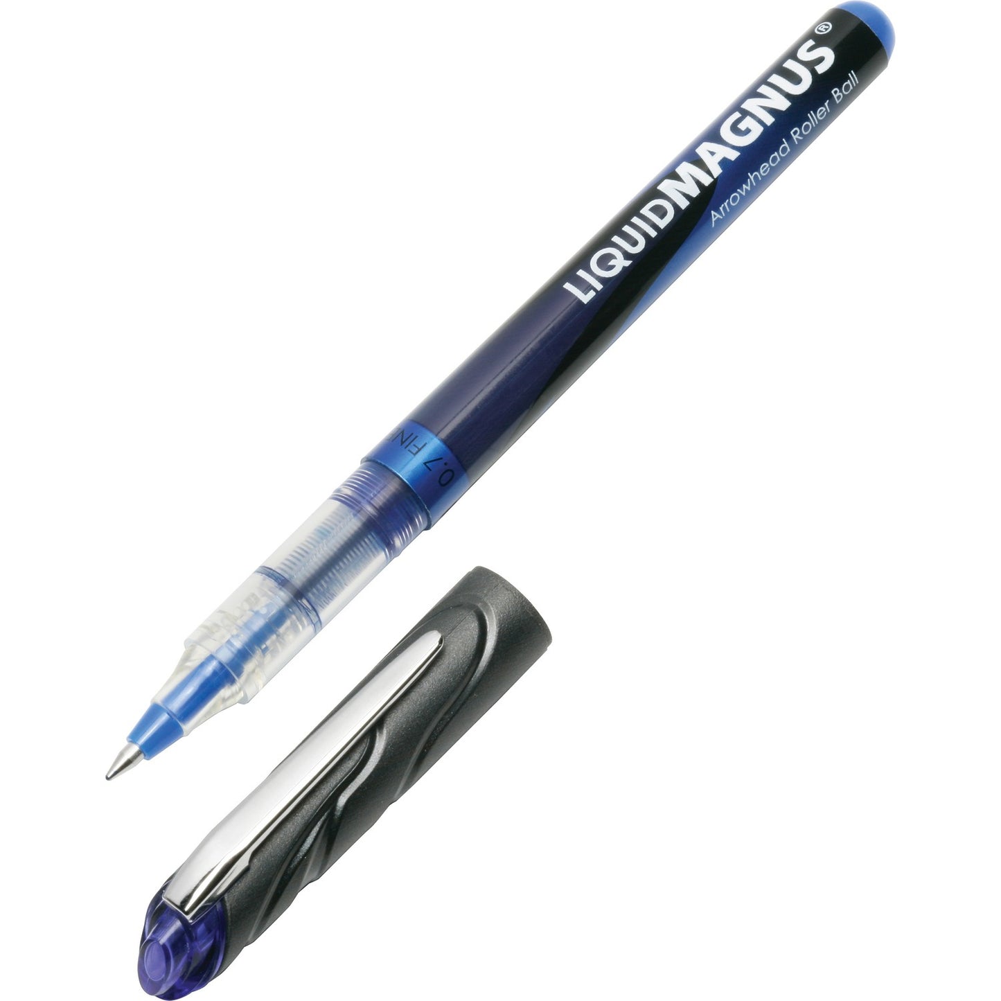 AbilityOne 7520014612665, SKILCRAFT Liquid Magnus Hybrid Gel Pen, Stick, Fine 0.7 mm, Blue Ink, Clear/Blue Barrel, Dozen