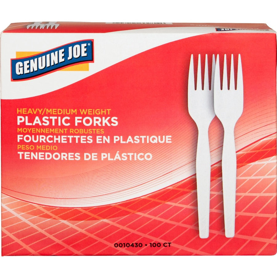 Genuine Joe Heavyweight White Plastic Forks (0010430)