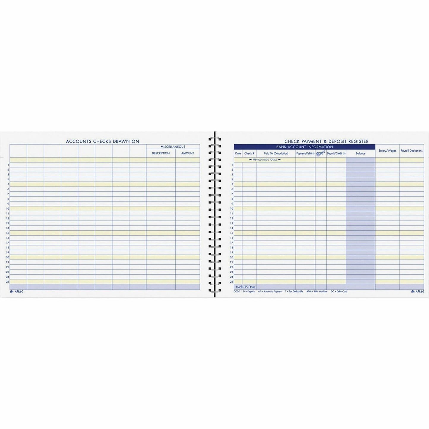 Adams Check Payment & Deposit Register (AFR60)