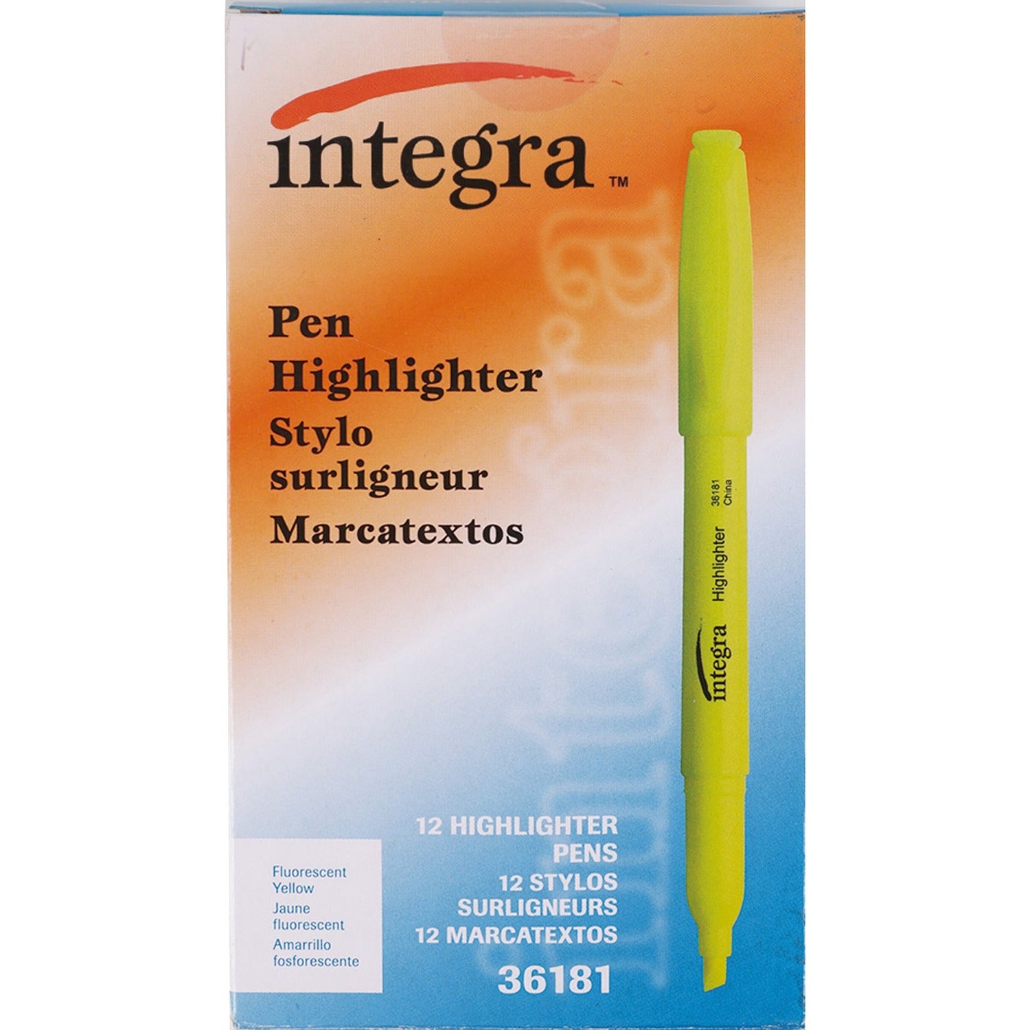 Integra Pen Style Fluorescent Highlighters (36181)