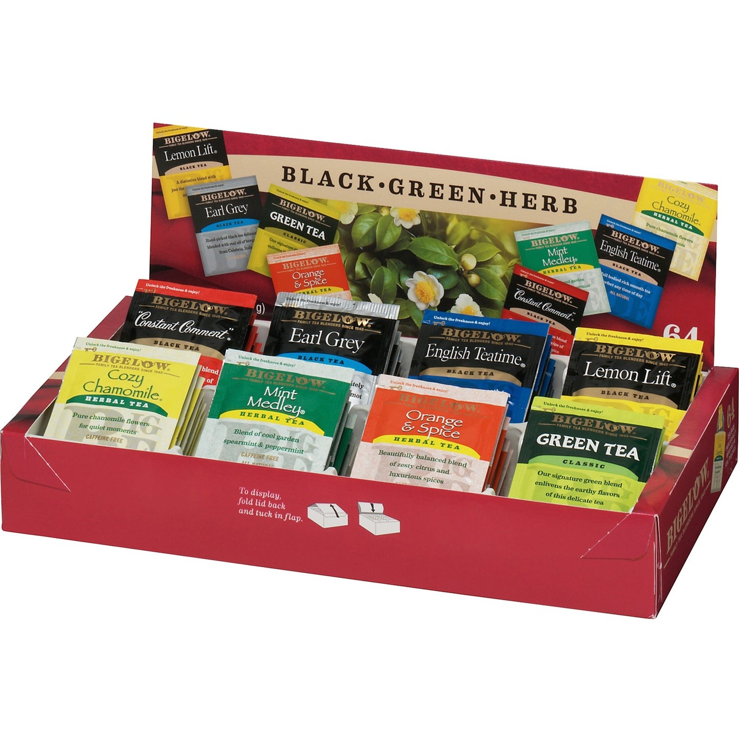 Bigelow Assorted Flavor Herbal Tea, Black Tea, Green Tea Bag (10568)