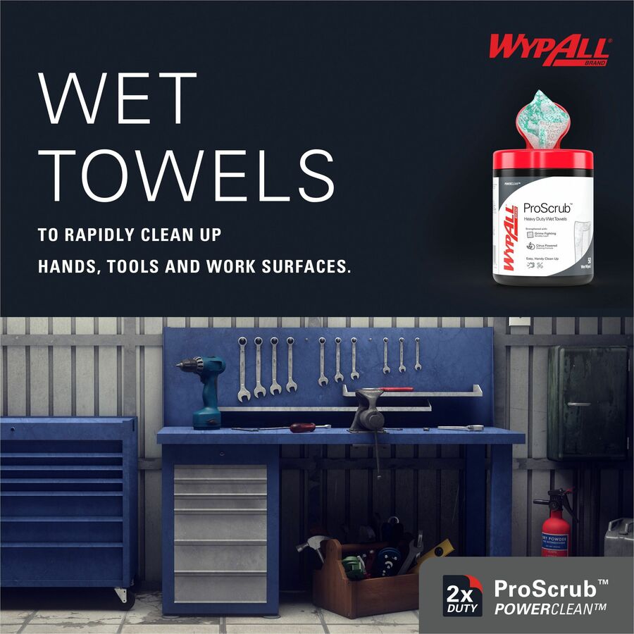 Wypall PowerClean ProScrub Heavy Duty Wet Towels (58310)