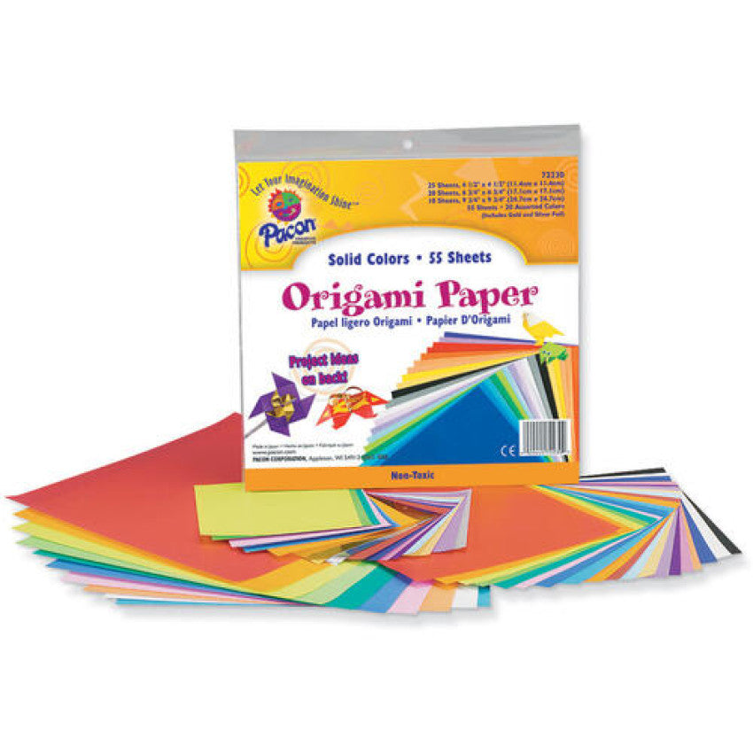 Pacon Origami Paper, 30 lb Bond Weight, 9.75 x 9.75, Assorted Bright Colors, 55/Pack (72230)