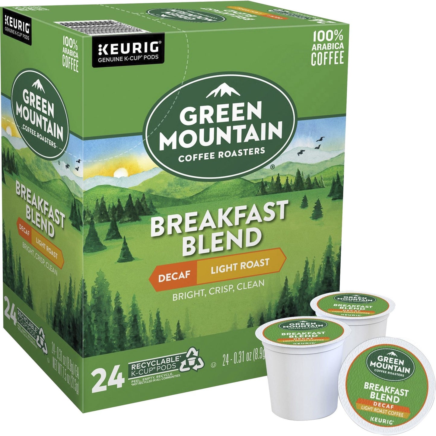 Keurig Breakfast Blend Decaf Coffee K-Cups, 24/Box (7522)