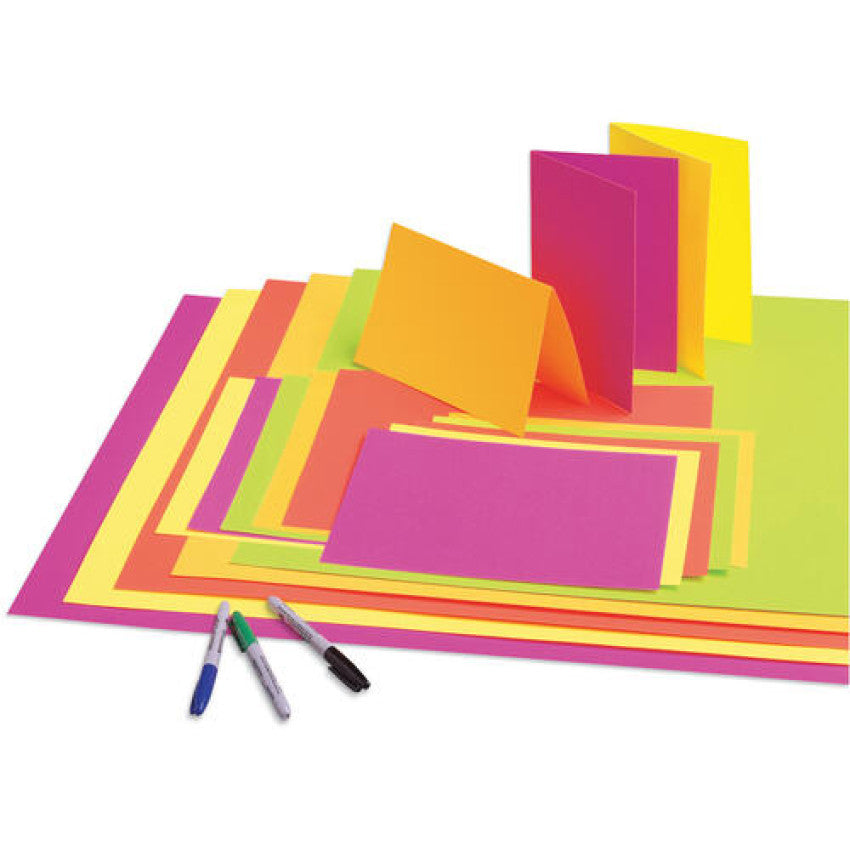 Pacon Neon Color Poster Board, 22 x 28, Lemon, Lime, Orange, Pink, Red, 25/Carton (104234)