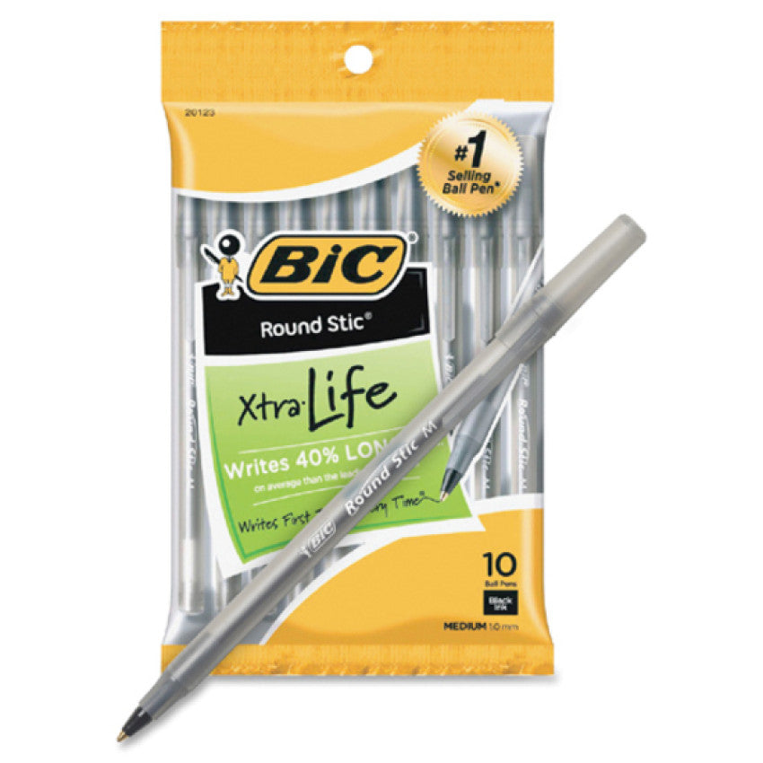 BIC Round Stic Ballpoint Pens (GSMP101BK)