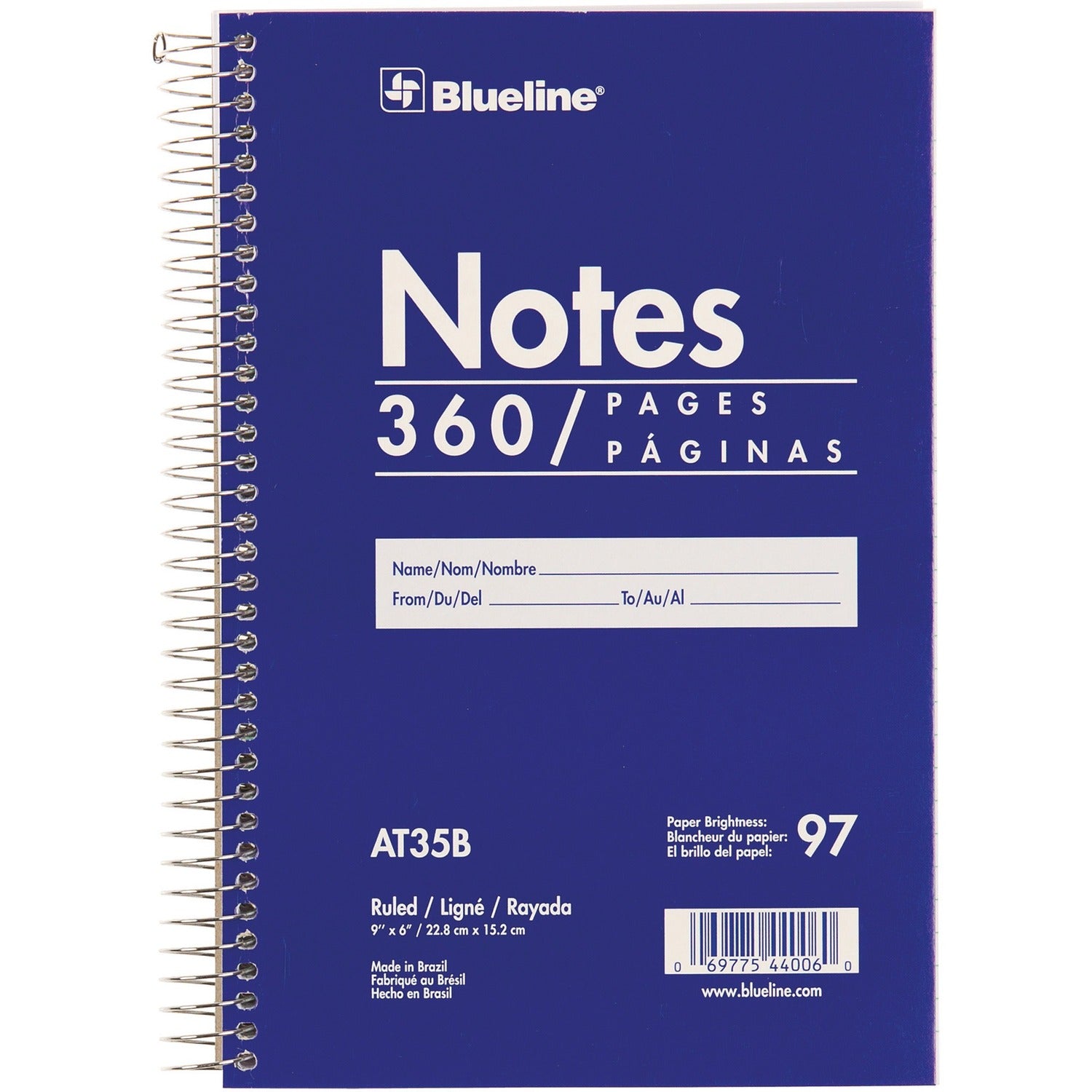 Blueline White Paper Wirebound Steno Pad (AT35B)