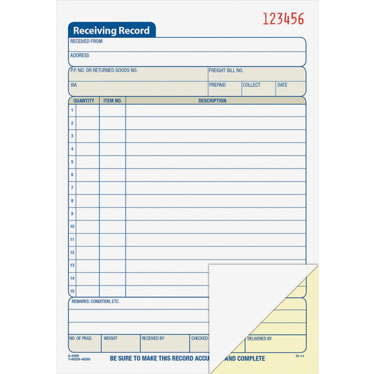 Adams Carbonless Receiving Record Book (DC5089)