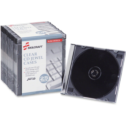AbilityOne 7045015026513, Slim CD Case, Clear, 25/Pack