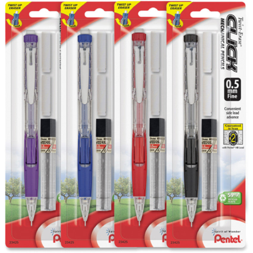 Pentel .5mm Twist Erase Click Mechanical Pencils (PD275TLEBP)
