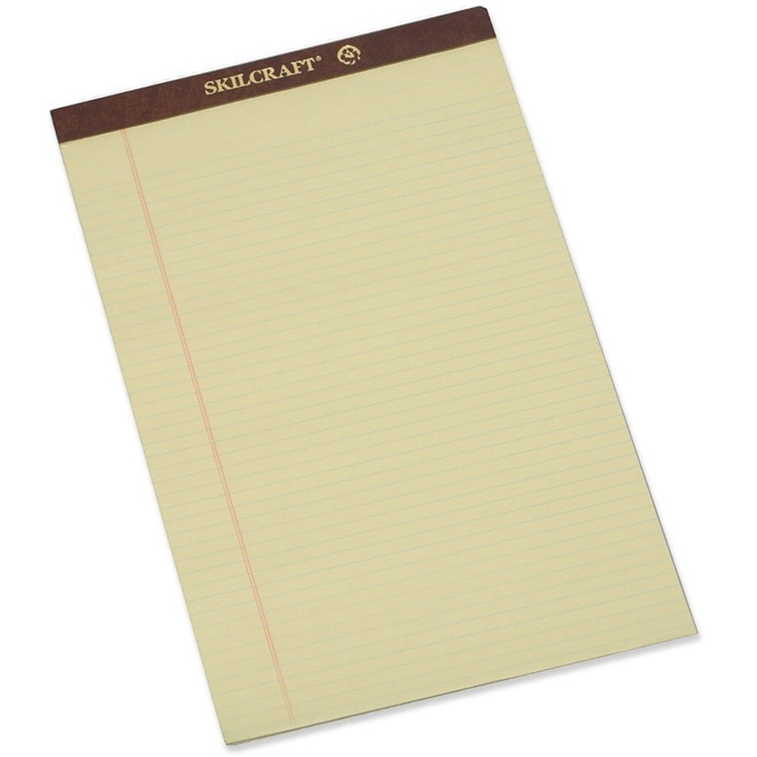 AbilityOne 7530012096526 SKILCRAFT Legal Pads, Wide/Legal Rule, 8.5 x 14, Canary, 50 Sheets, Dozen