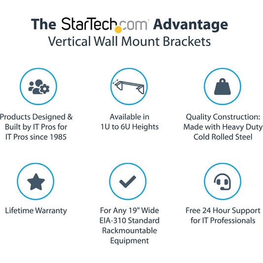 StarTech 1u 19in Vertical Wall Mount Rack Bracket (RK119WALLV)