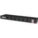 Tripp Lite by Eaton 1U Rack-Mount Power Strip, 120V, 15A, 5-15P, 12 Right-Angle 5-15R Outlets (6 Front-Facing, 6 Rear-Facing), 15 ft. (4.57 m) Cord (RS1215RA)