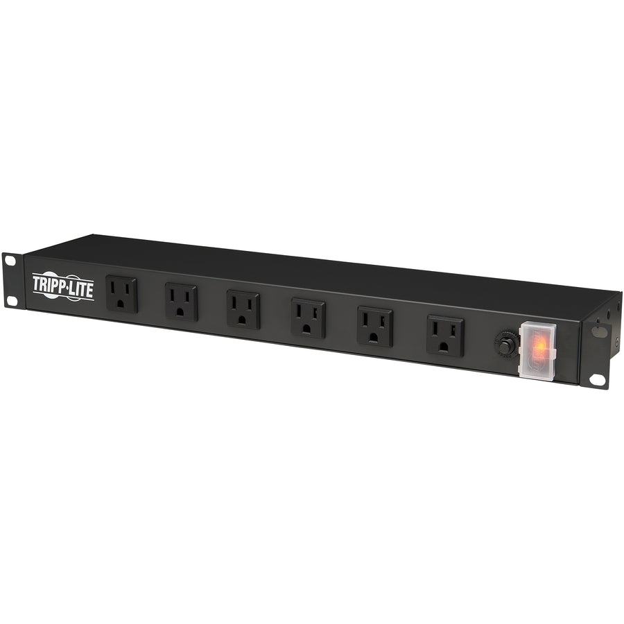 Tripp Lite by Eaton 1U Rack-Mount Power Strip, 120V, 15A, 5-15P, 12 Right-Angle 5-15R Outlets (6 Front-Facing, 6 Rear-Facing), 15 ft. (4.57 m) Cord (RS1215RA)