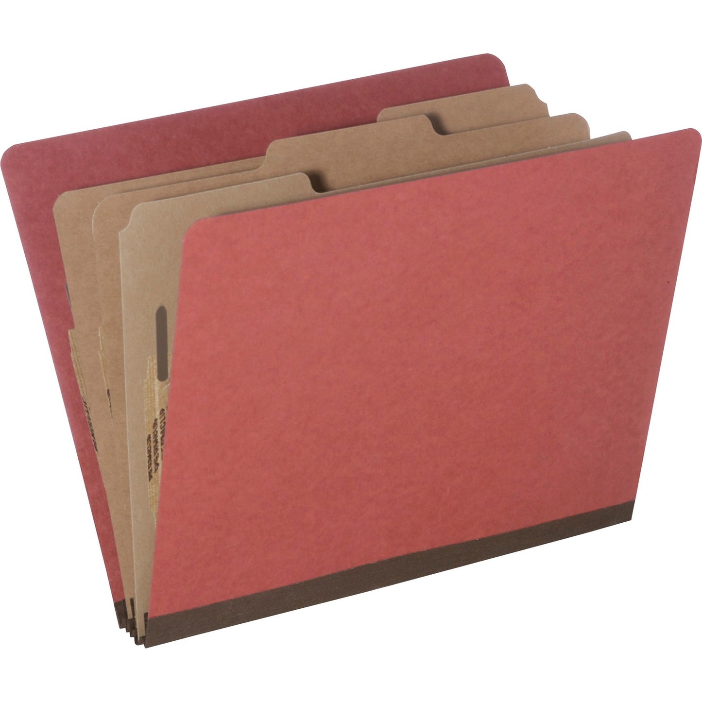 AbilityOne 7530015726208 SKILCRAFT Classification Folder, 3 Dividers, Letter Size, Earth Red, 10/Pack