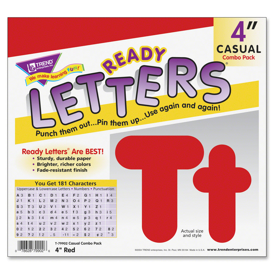 Trend Red 4" Casual Combo Ready Letters Set (T79902)