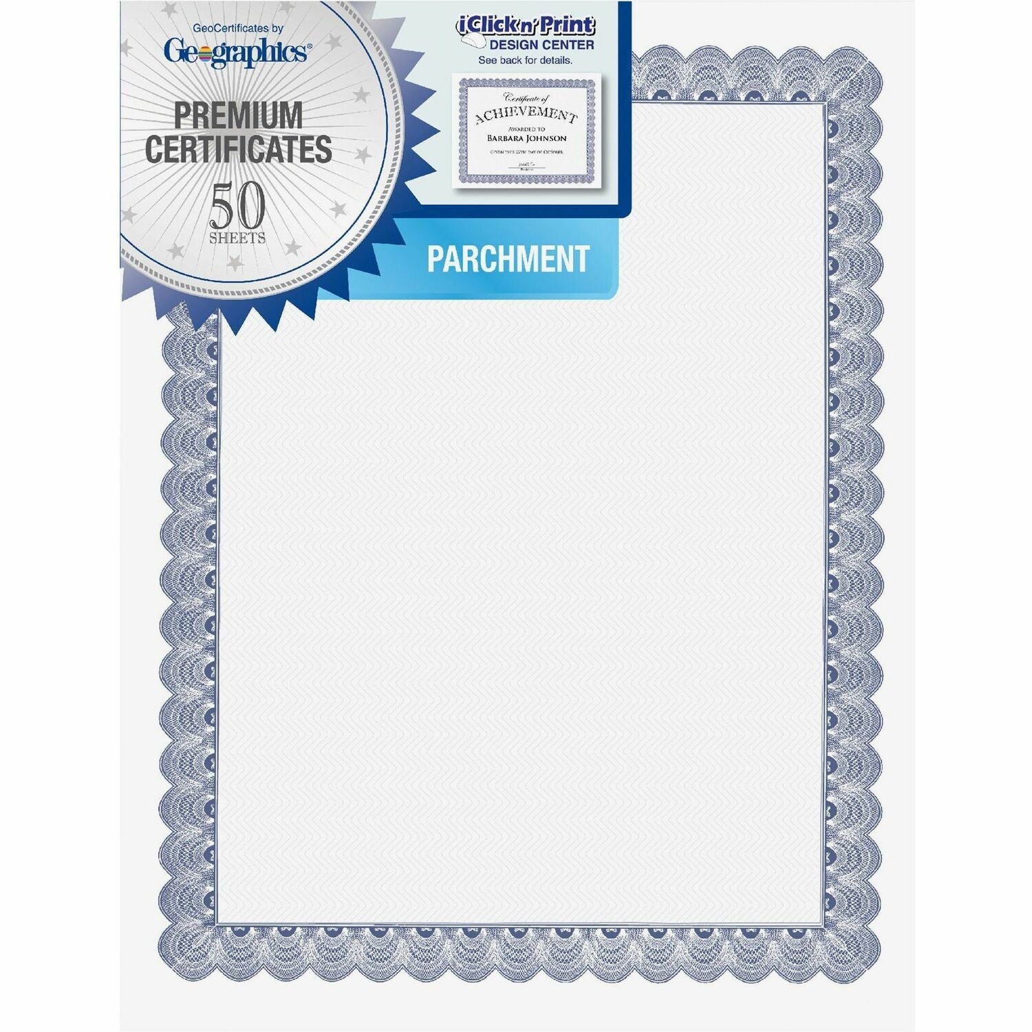 FranklinCovey Geographics Conventional Blue Certificate (20008)