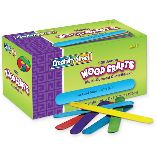 Creativity Street Jumbo Craft Sticks Bright Assortment (377602)