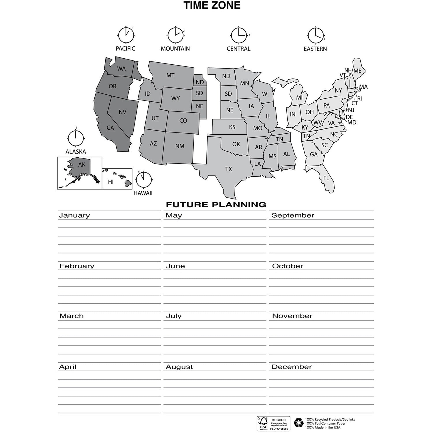 House of Doolittle Recycled Three-Hole Punched Wirebound Academic Monthly Planner, 11 x 8.5, Black Cover, 14-Month (July to Aug): 2024 to 2025 (26302)