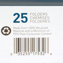 Business Source 1/3 Tab Cut Letter Recycled Hanging Folder (17532)
