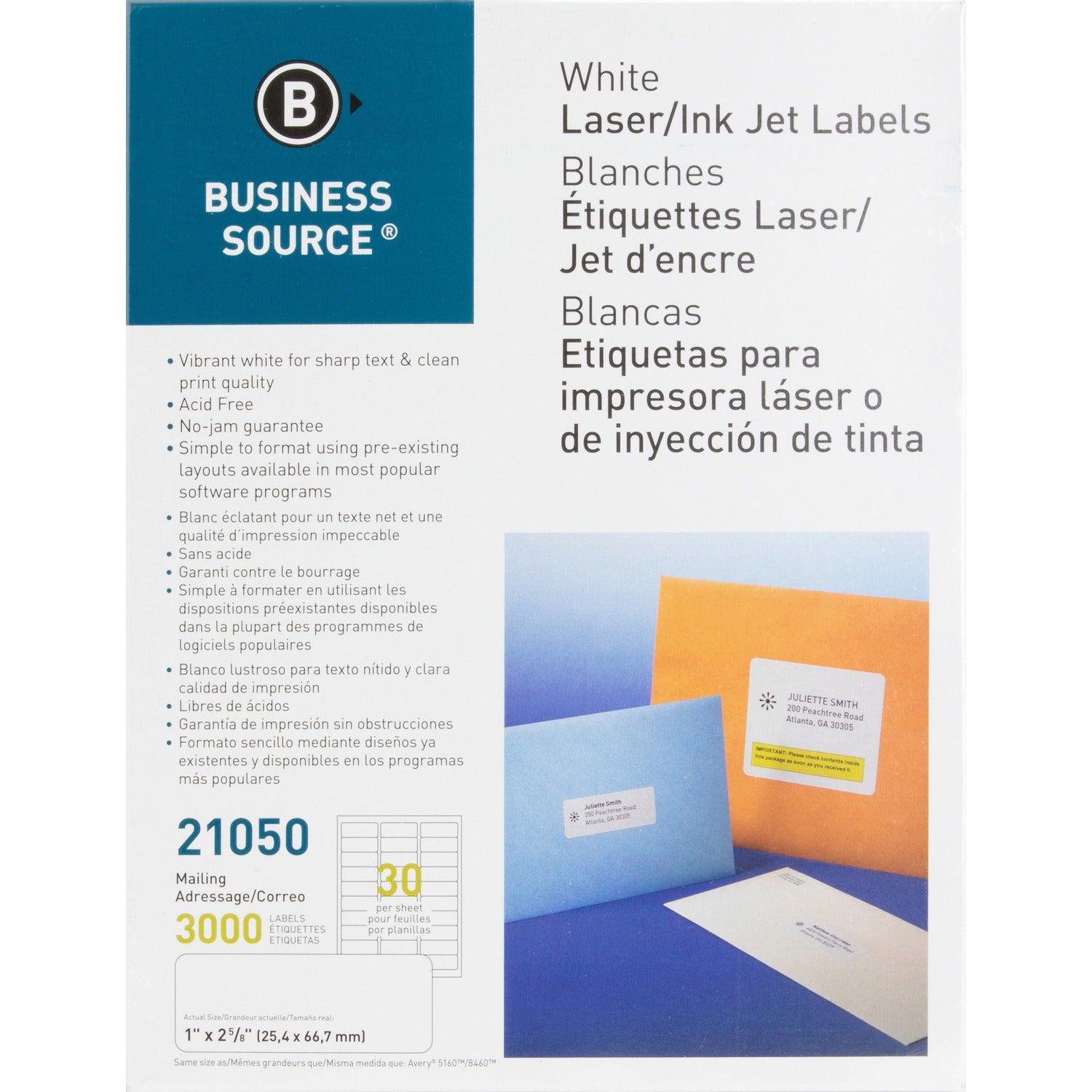 Business Source Bright White Premium-quality Address Labels (21050)