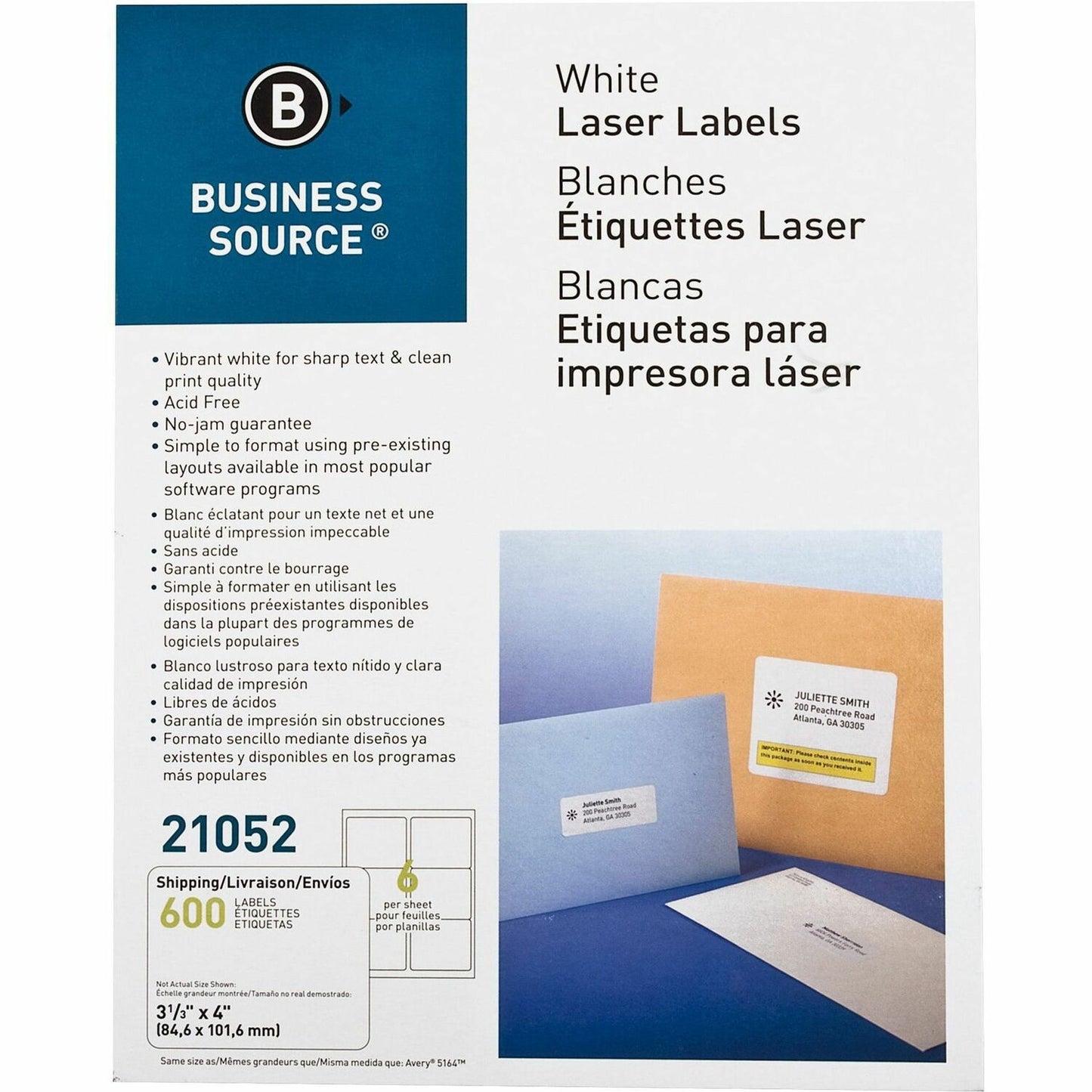 Business Source Bright White Premium-quality Address Labels (21052)