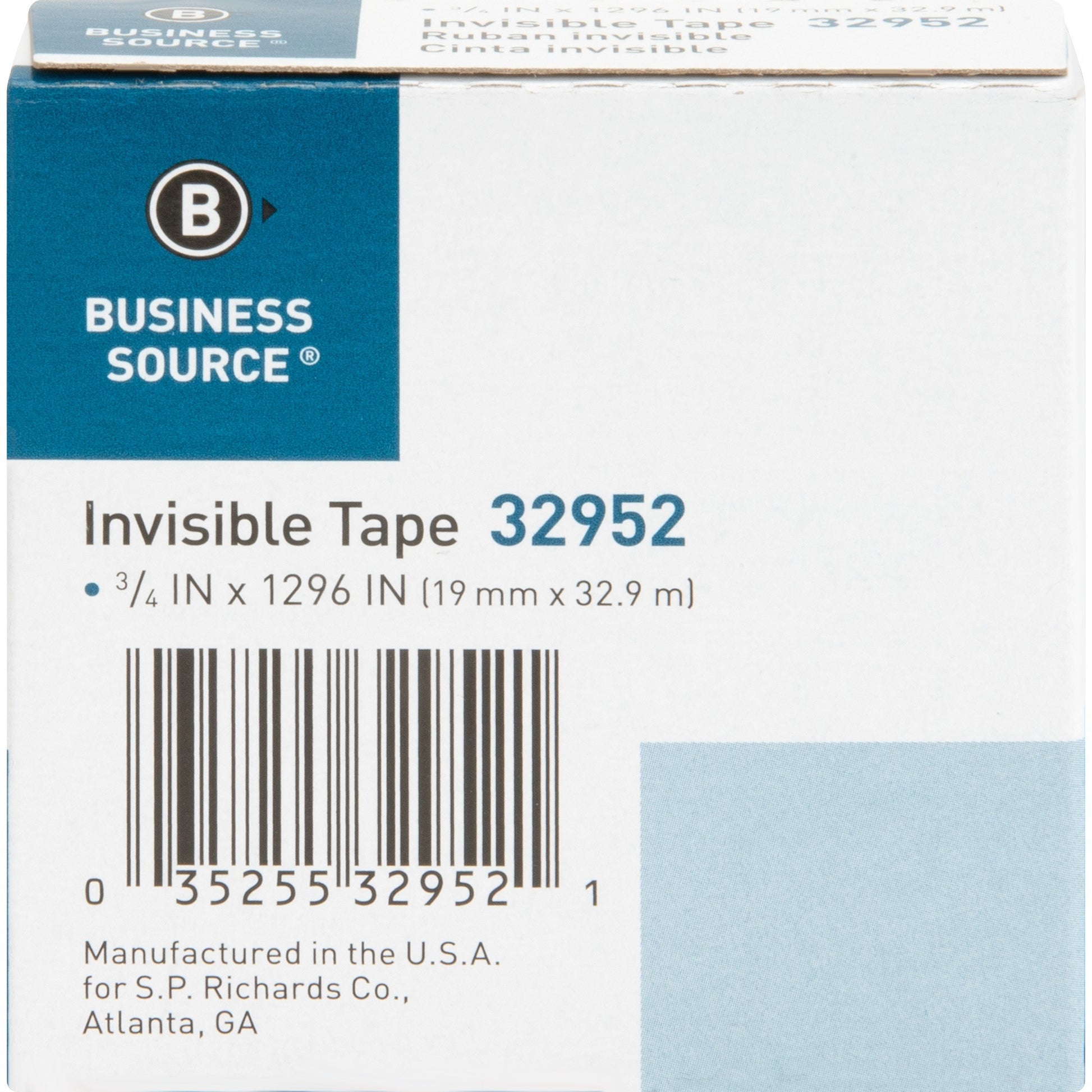 Business Source Invisible Tape Dispenser Refill Roll (32952)