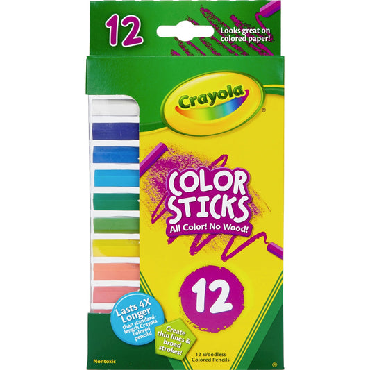 Crayola 12 Color Sticks Woodless Colored Pencils (682312)