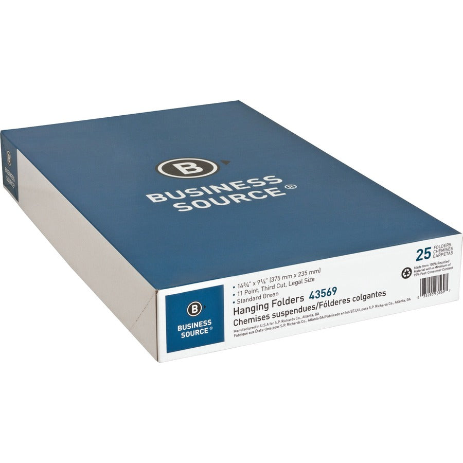 Business Source 1/3 Tab Cut Legal Recycled Hanging Folder (43569)