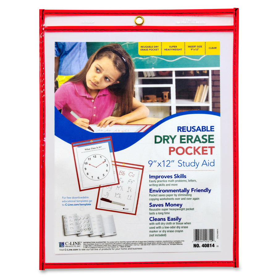 C-Line Reusable Dry Erase Pocket - Study Aid (40814)