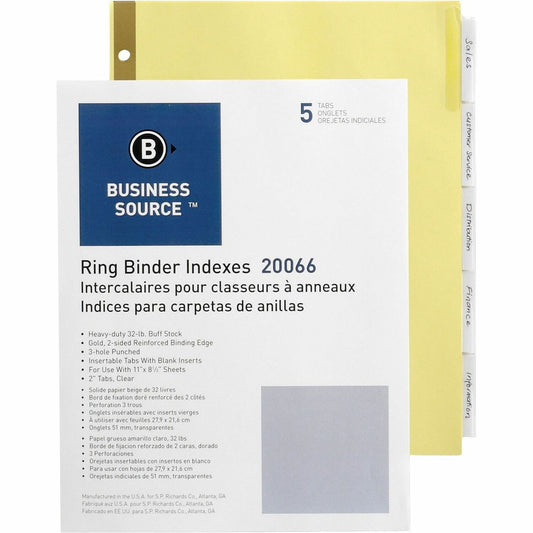 Business Source Insertable 5-Tab Ring Binder Indexes (20066)