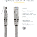StarTech 10ft Cat6 Ethernet Cable Gray Cat 6 Poe (C6PATCH10GR)