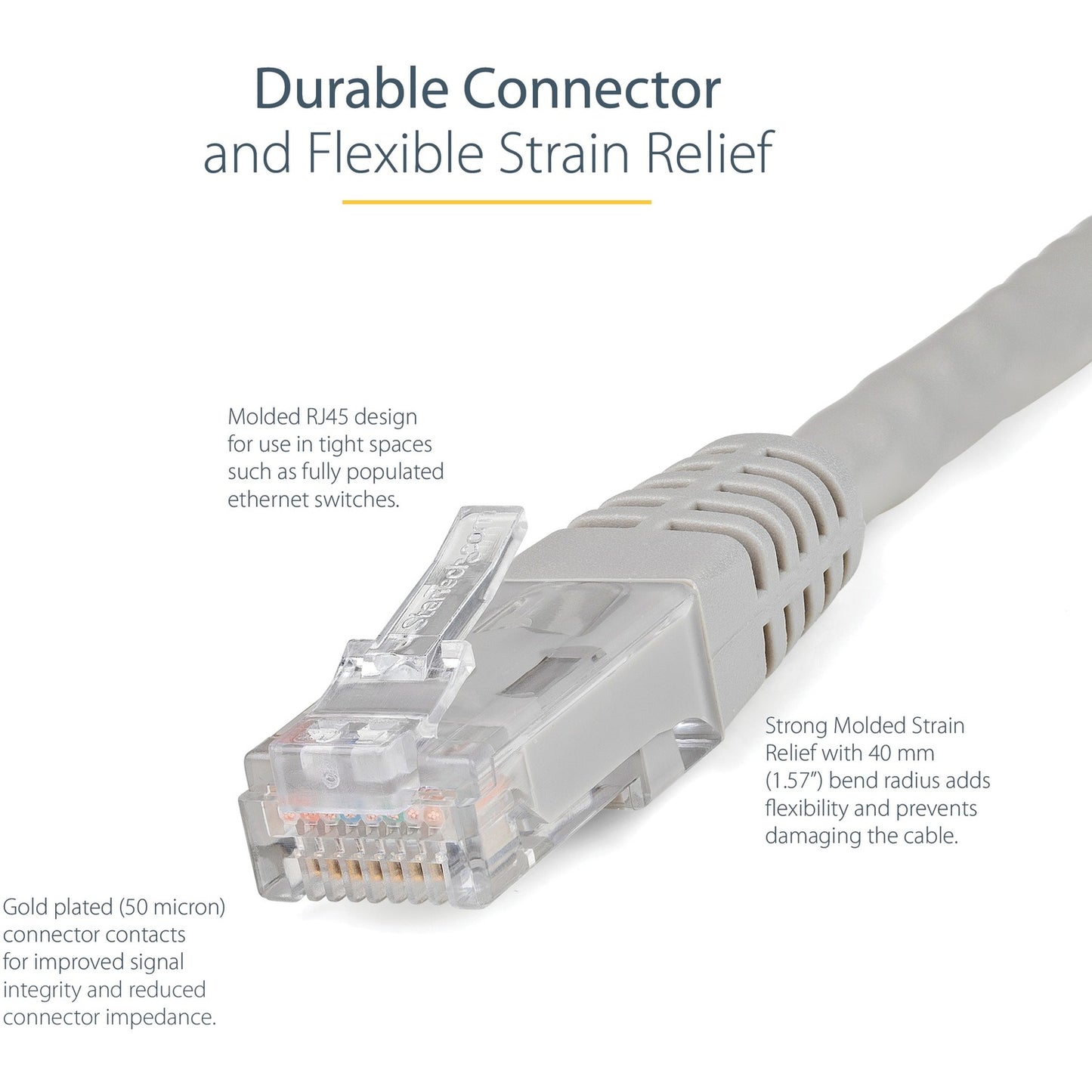 StarTech 10ft Cat6 Ethernet Cable Gray Cat 6 Poe (C6PATCH10GR)